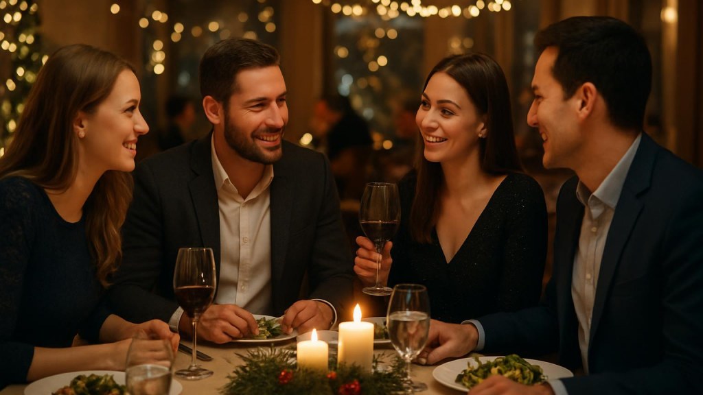 Gruppo di adulti in contesto sociale per Capodanno